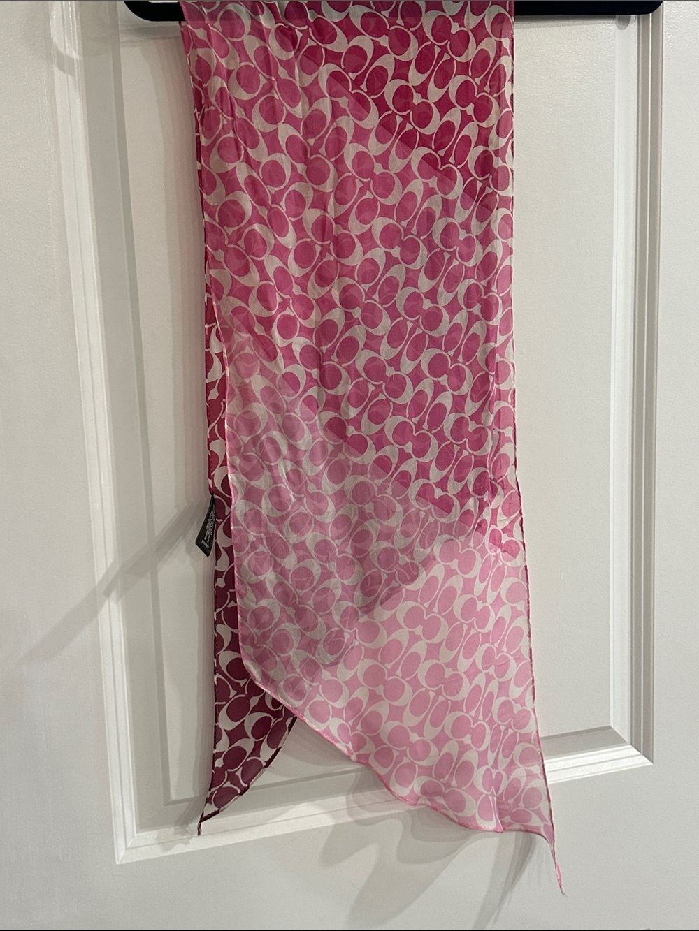 Coach Sheer Pink Logo-Print Scarf